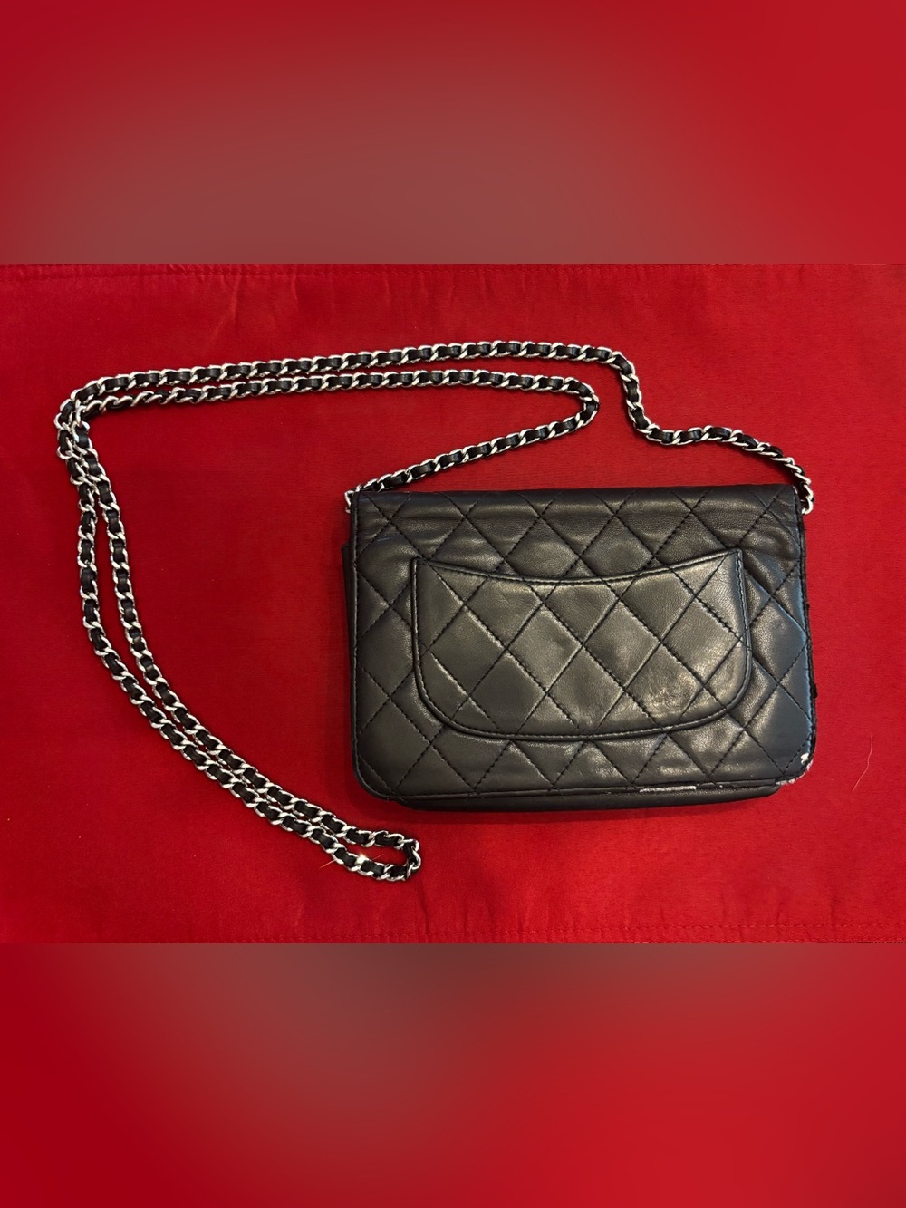 CHANEL Black Quilted Leather WOC w/ Silver Hardware - Authentic - Picture 2 of 13